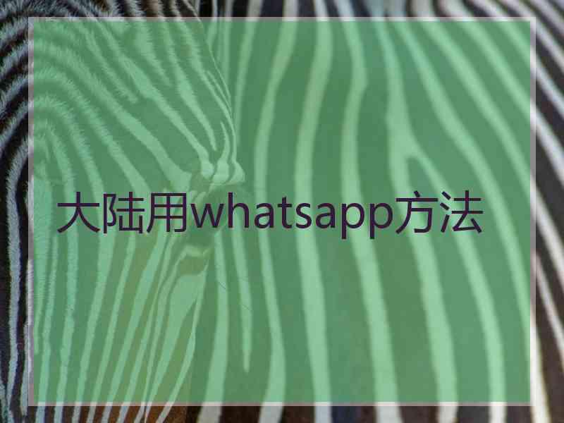 大陆用whatsapp方法