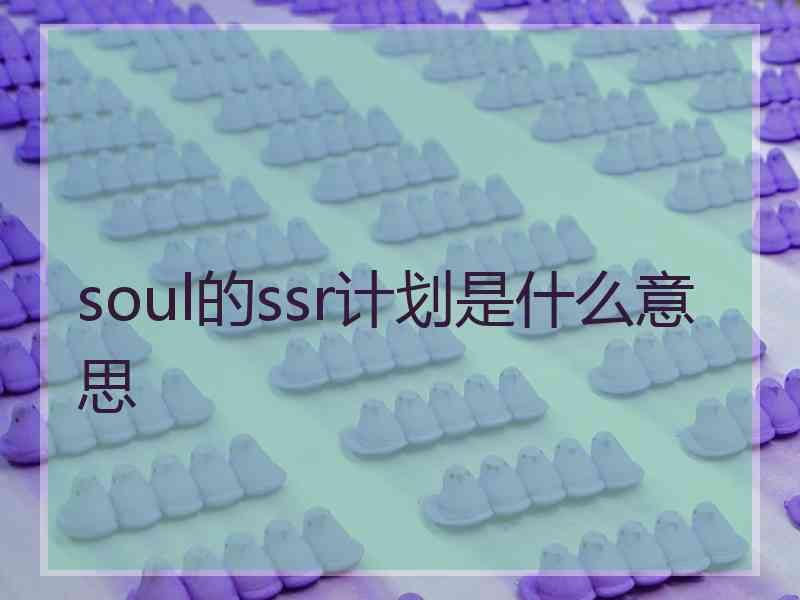 soul的ssr计划是什么意思