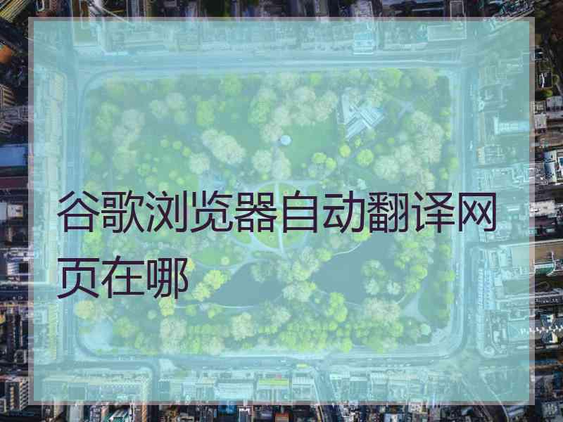 谷歌浏览器自动翻译网页在哪