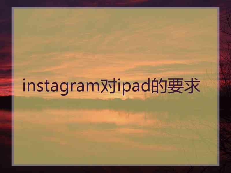 instagram对ipad的要求