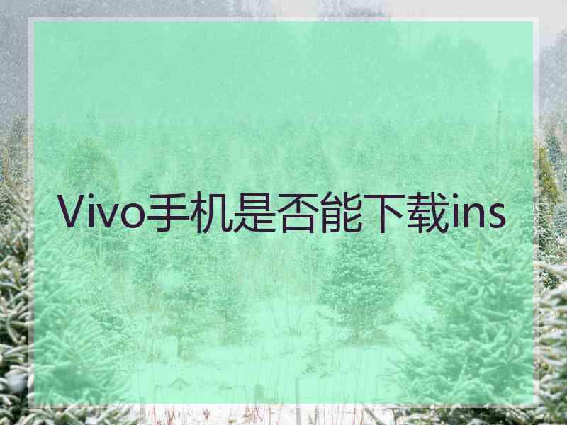 Vivo手机是否能下载ins