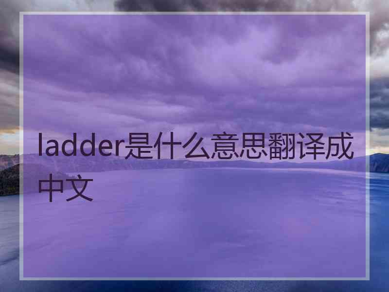 ladder是什么意思翻译成中文