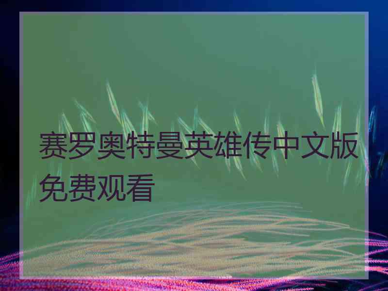 赛罗奥特曼英雄传中文版免费观看