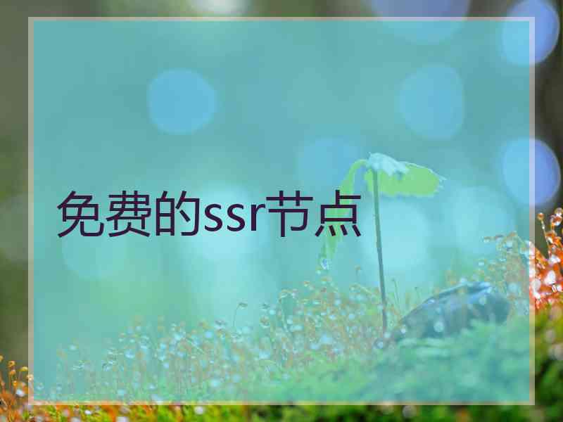 免费的ssr节点