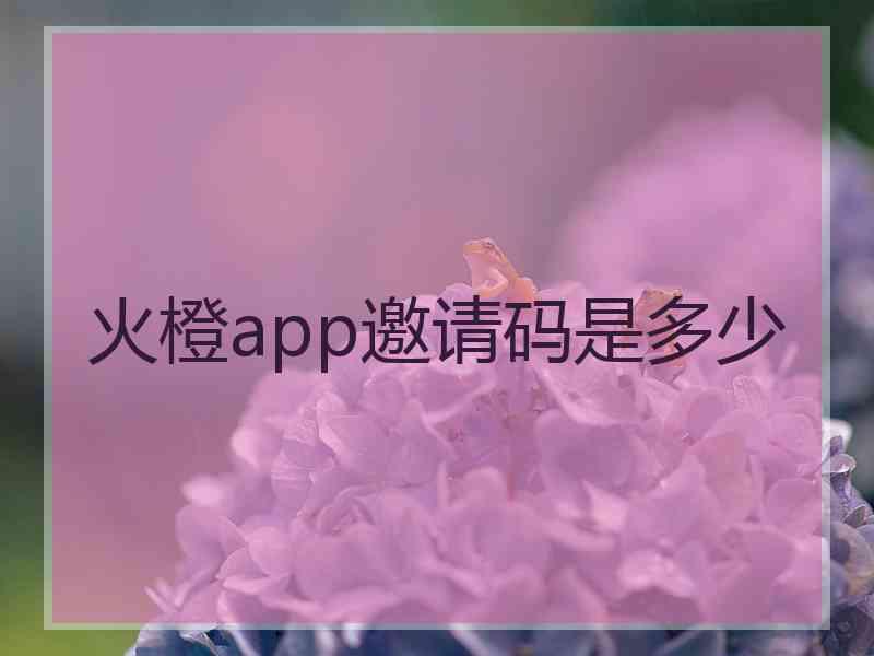 火橙app邀请码是多少