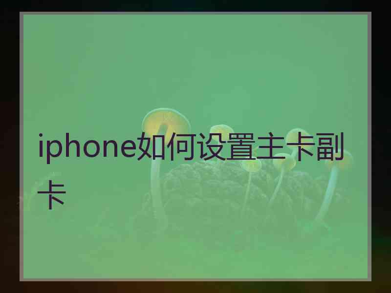 iphone如何设置主卡副卡