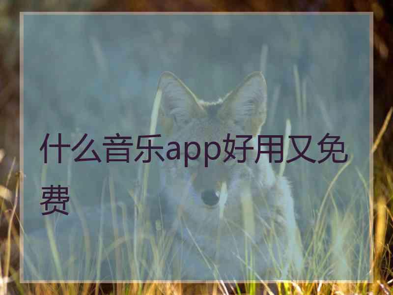 什么音乐app好用又免费