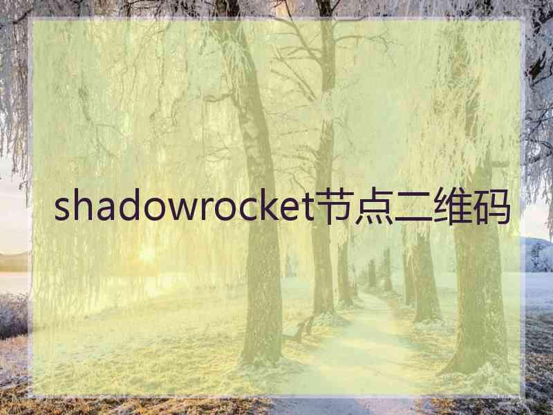 shadowrocket节点二维码