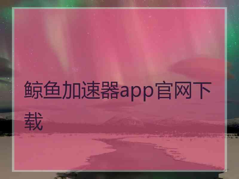 鲸鱼加速器app官网下载