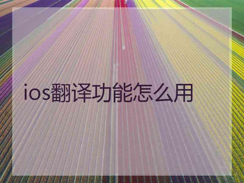 ios翻译功能怎么用