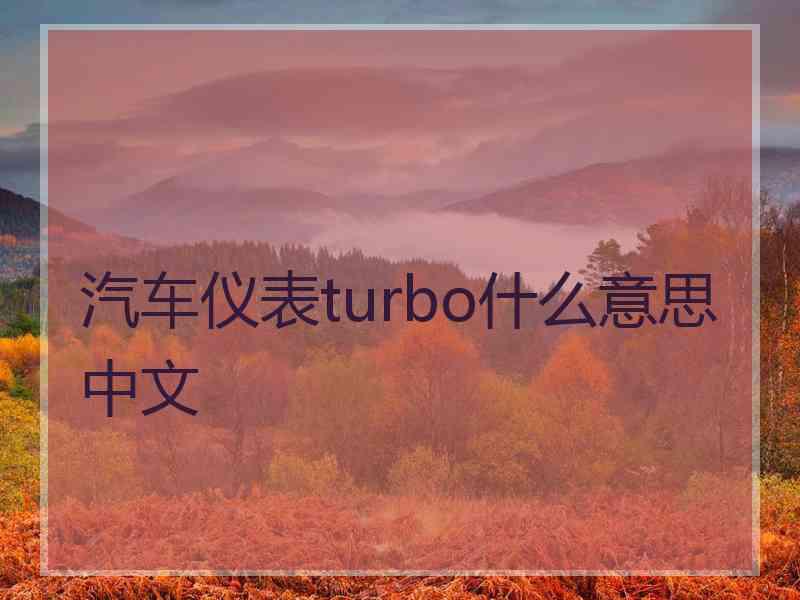 汽车仪表turbo什么意思中文