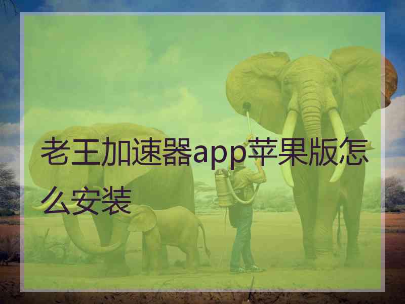 老王加速器app苹果版怎么安装