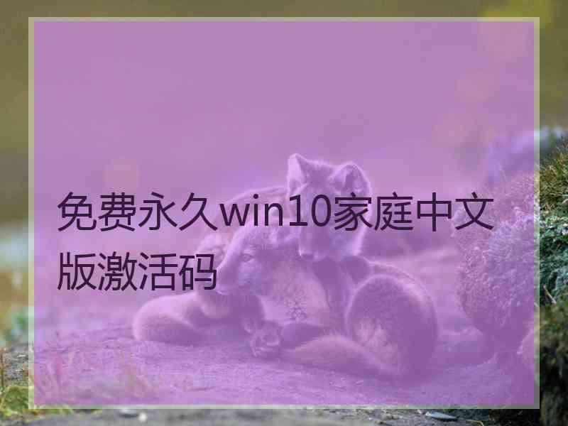 免费永久win10家庭中文版激活码