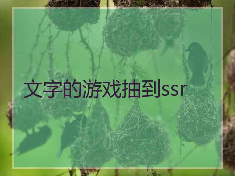 文字的游戏抽到ssr