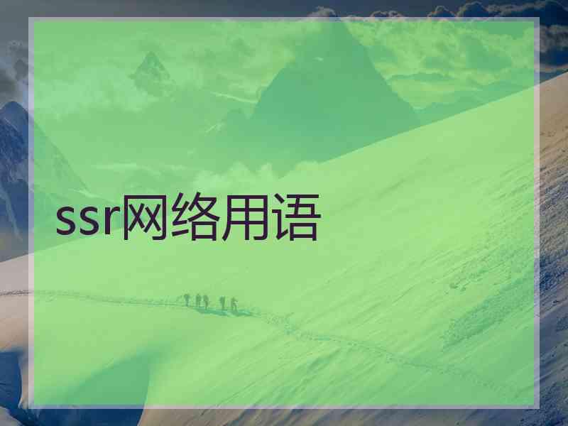 ssr网络用语