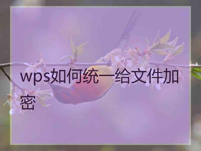 wps如何统一给文件加密