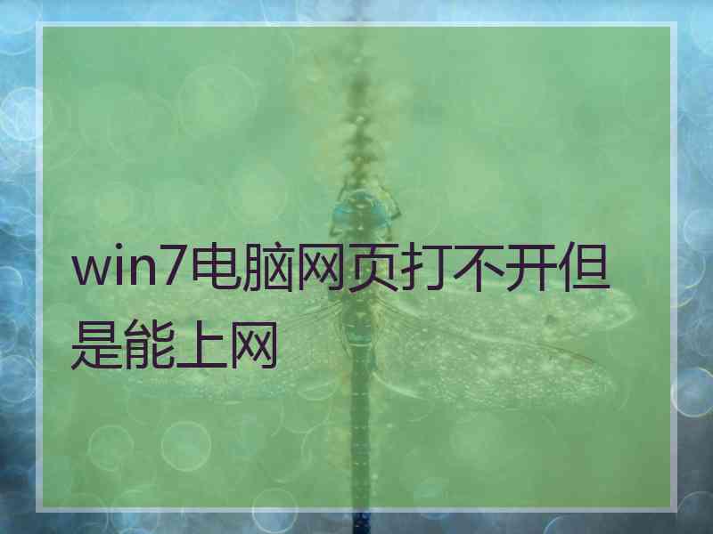 win7电脑网页打不开但是能上网