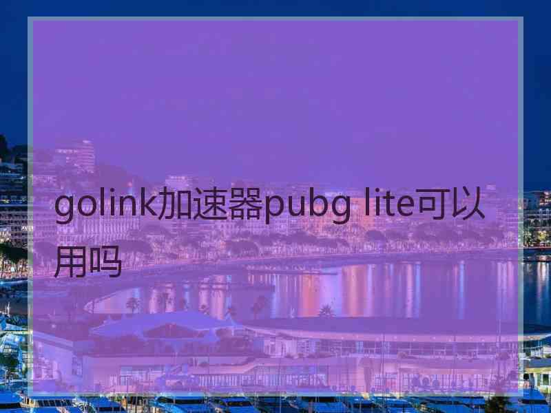 golink加速器pubg lite可以用吗