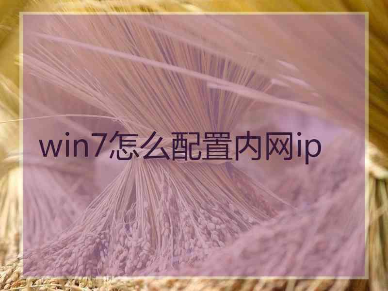 win7怎么配置内网ip