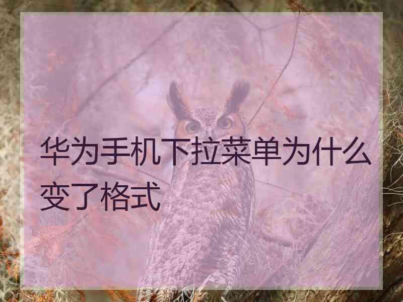 华为手机下拉菜单为什么变了格式